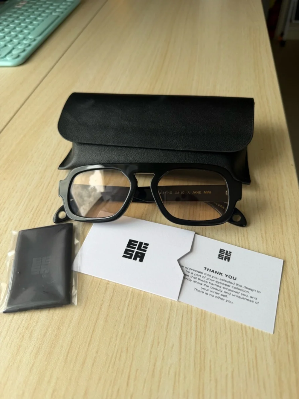 Elisa Johnson Jane Mini in Gloss Black Lens Sunglasses w/ Case